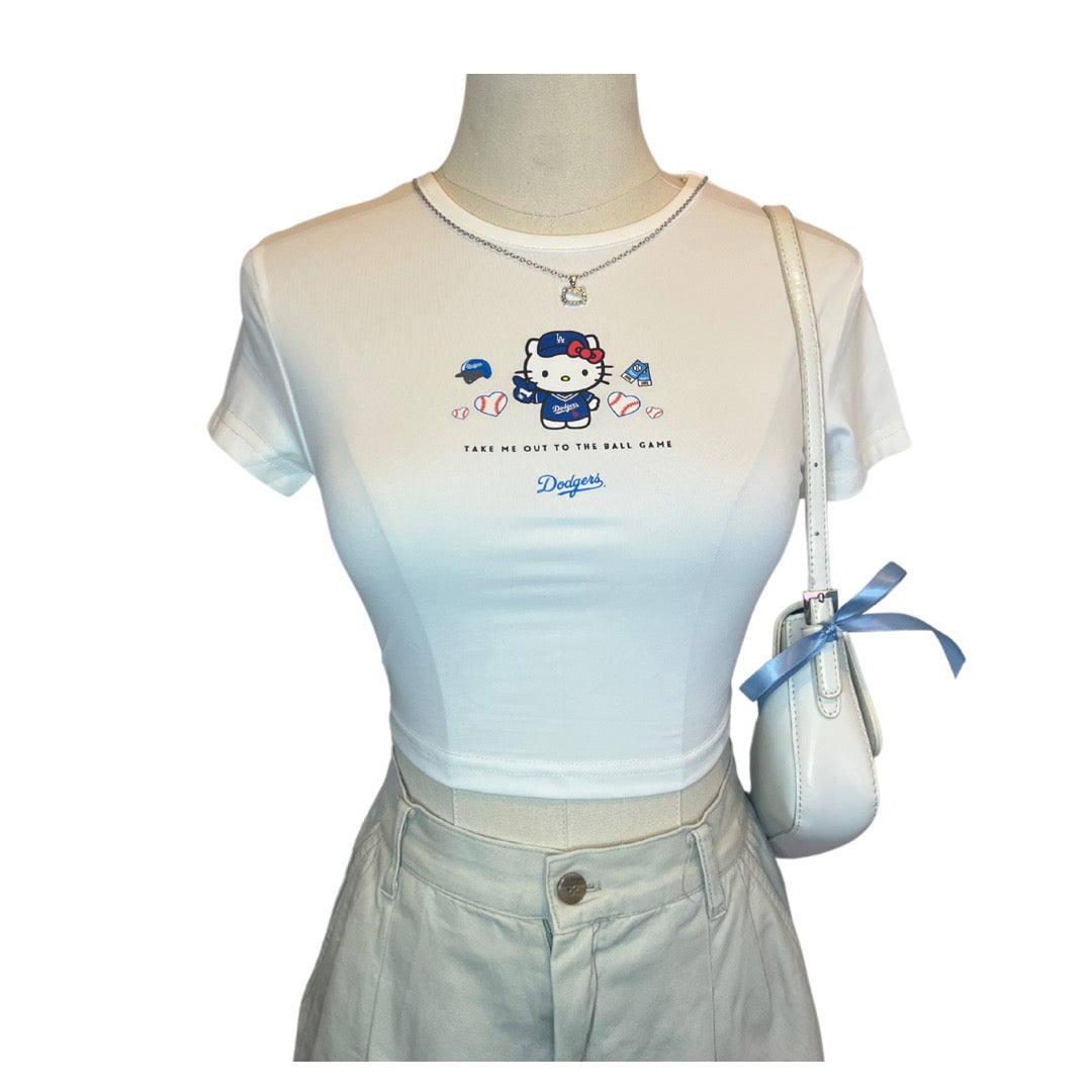 Hello Kitty’s #1 fan cropped white tee