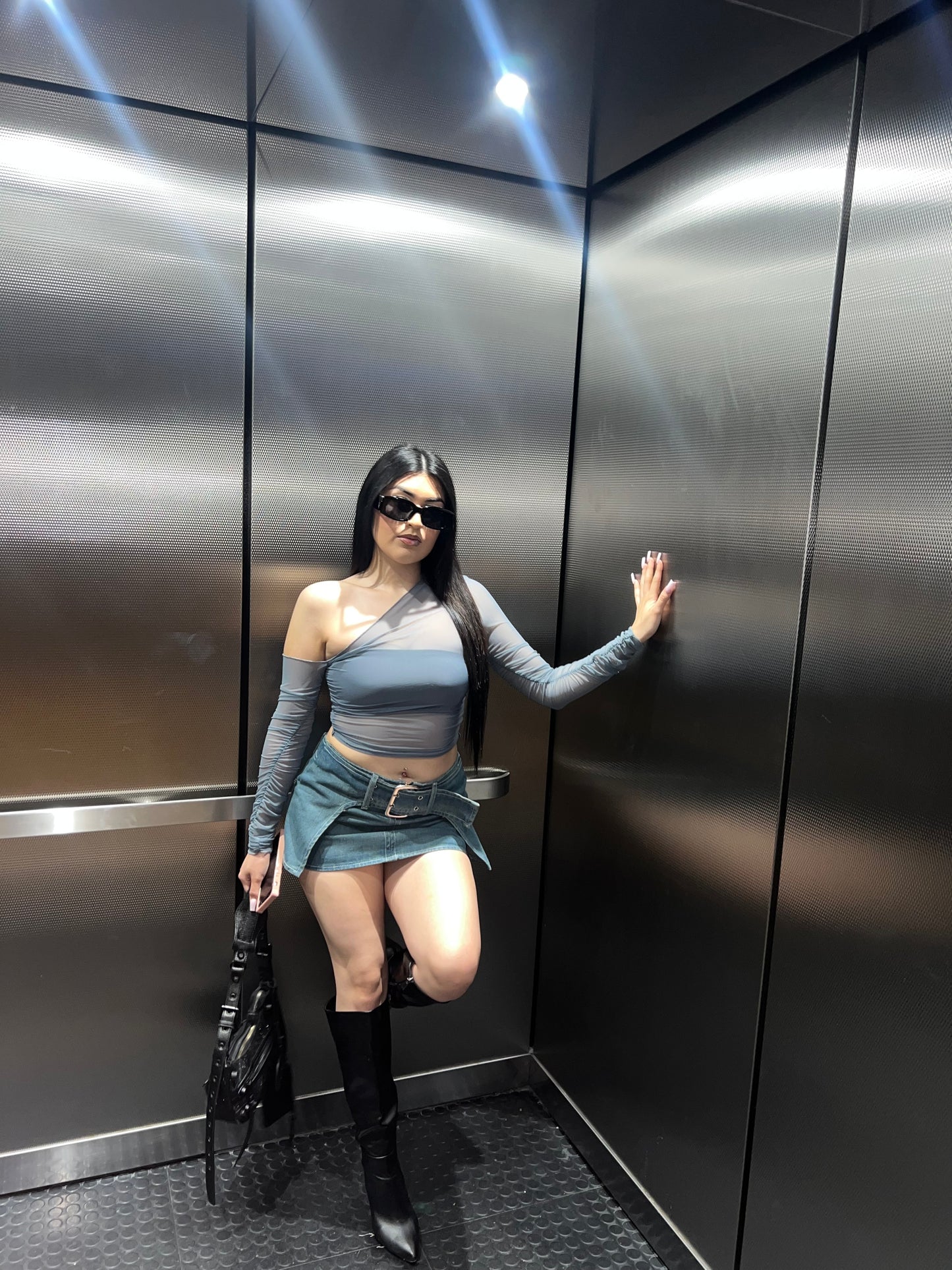 Buckled Ultra Mini Skirt