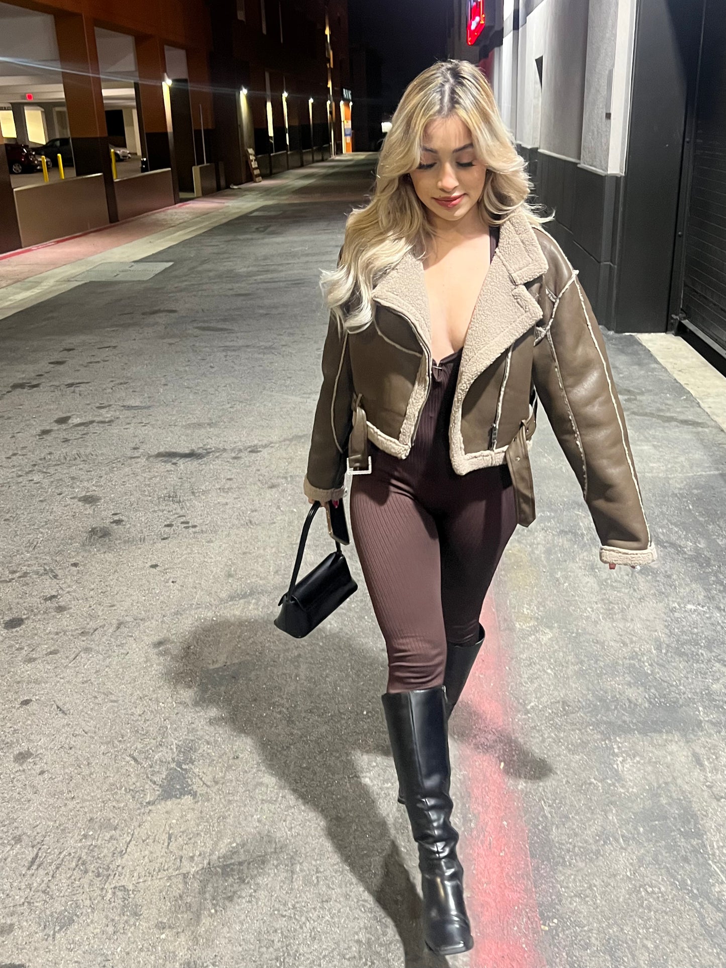 Buckled Vegan Leather Biker Jacket