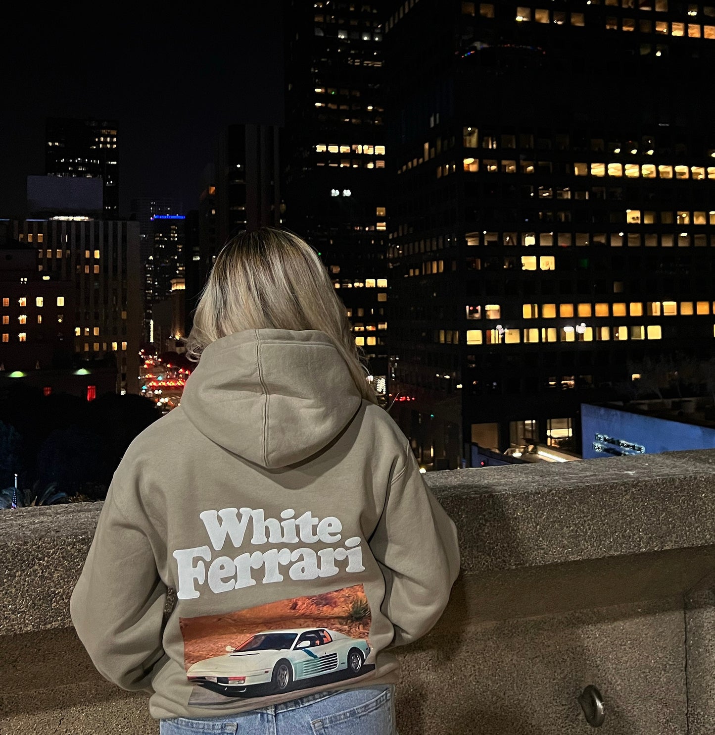white ferrari hoodie (beige)
