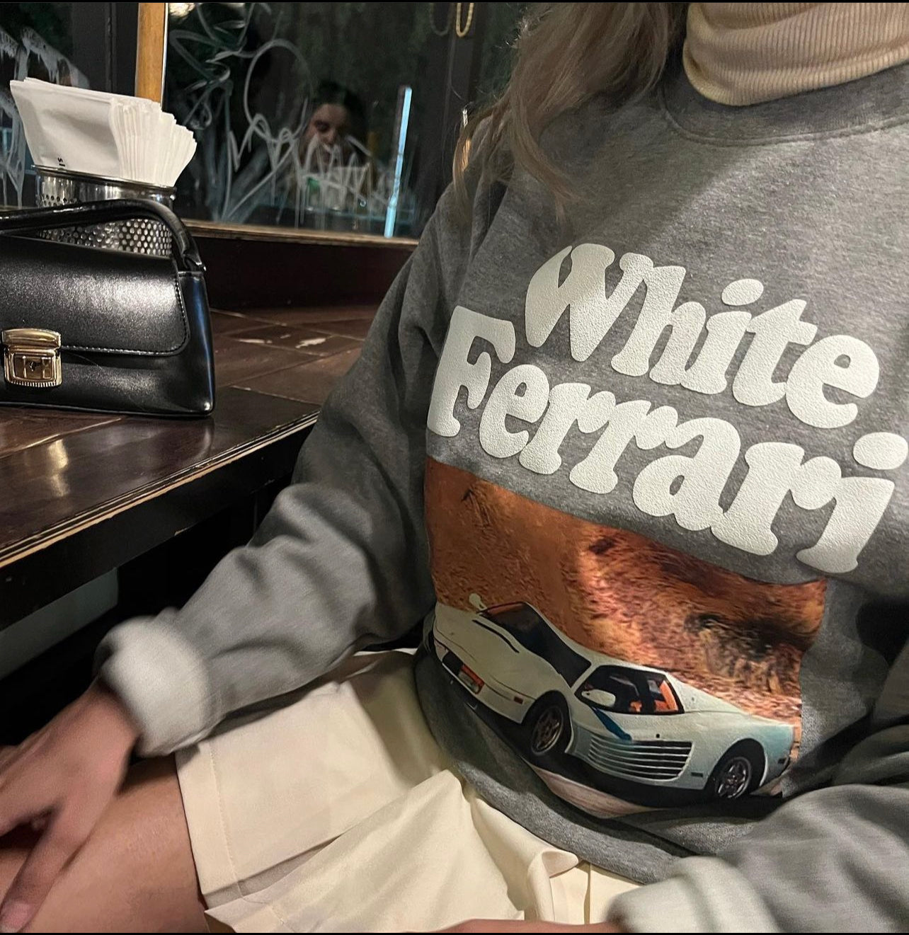white ferrari crew neck