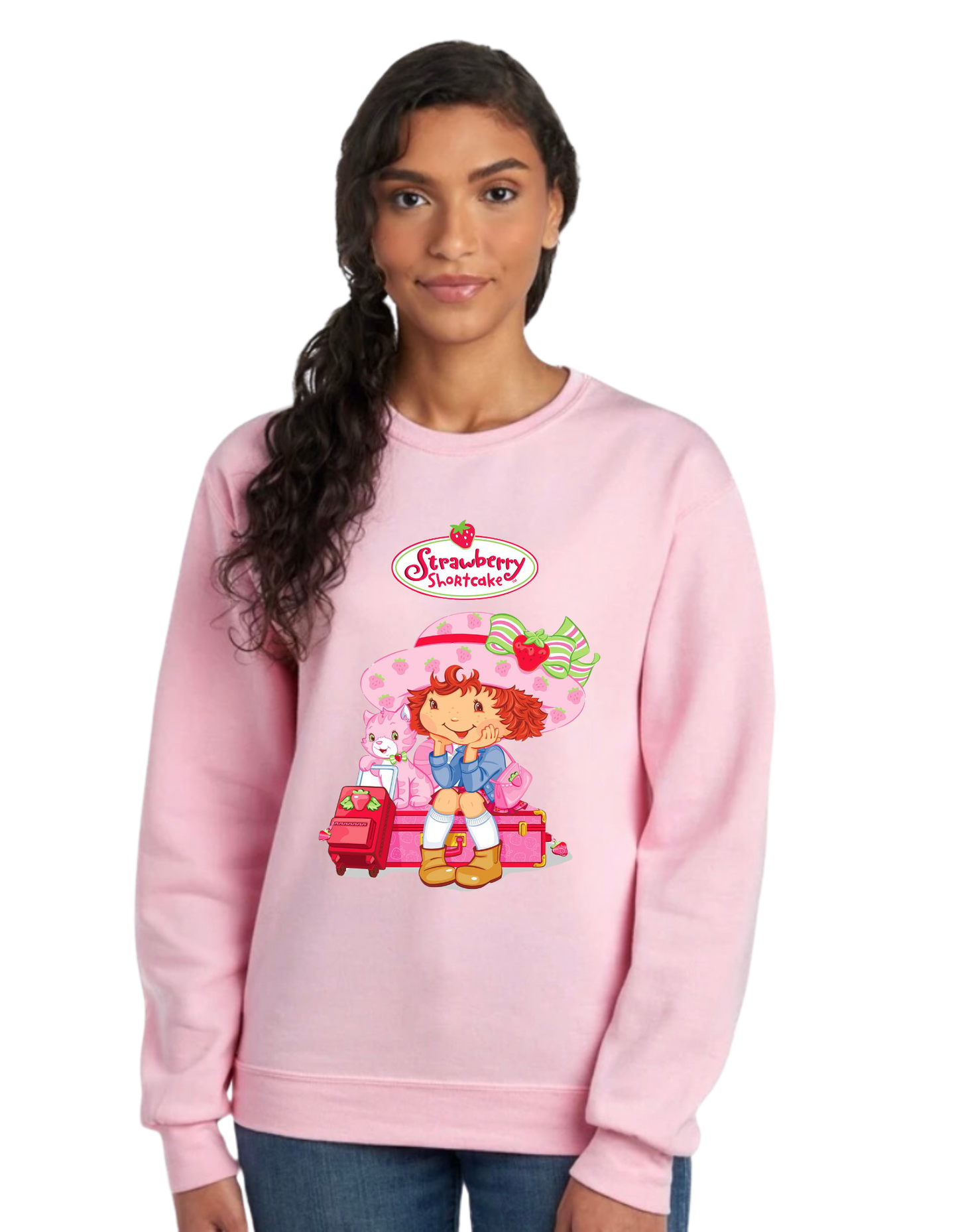 strawberry shortcake’s best vacation crewneck - baby pink