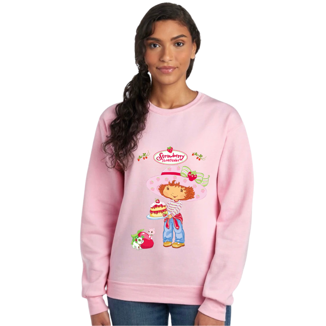 strawberry shortcake bakes crewneck - baby pink