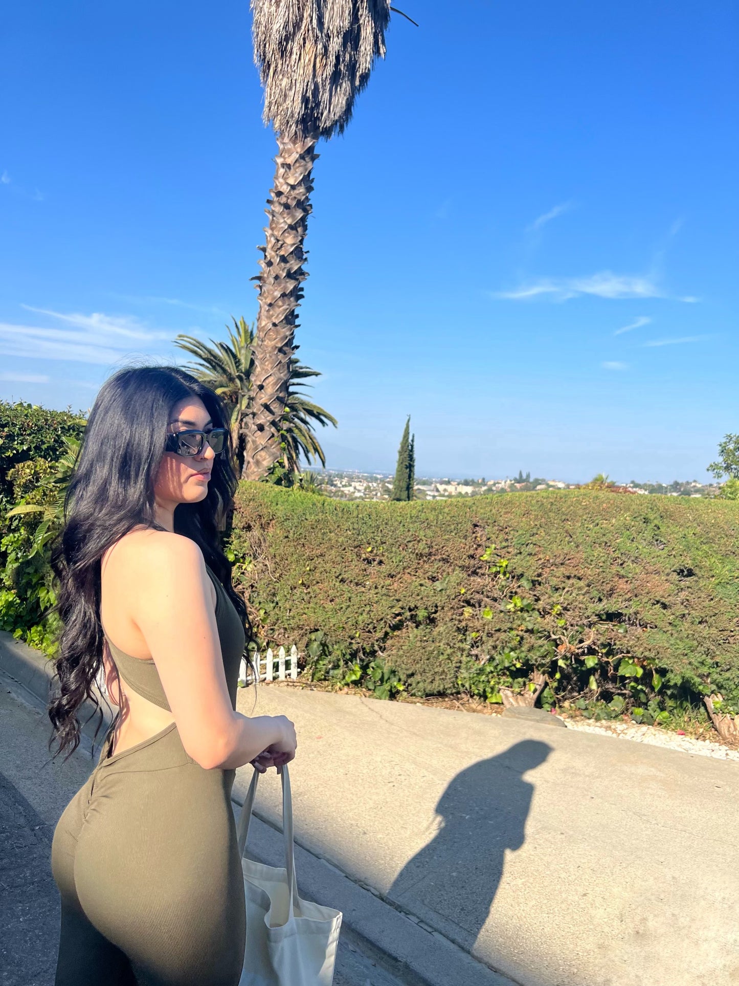 Cross Back Athletic Jumpsuit (olive)